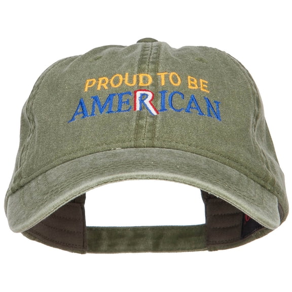 Proud to be American Embroidered Washed Cap - Olive OSFM