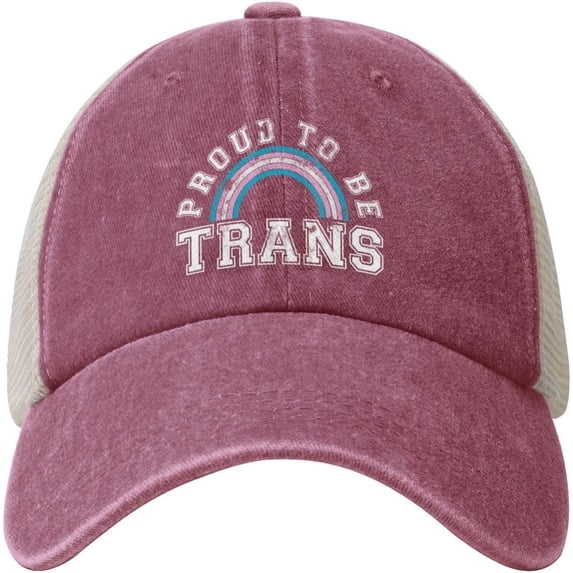 Proud to be Trans LGBT Gay Pride Cowboy Hat Men Vintage Mesh Baseball Cap Women Dad Hat Sun Hat Trucker Hat Black