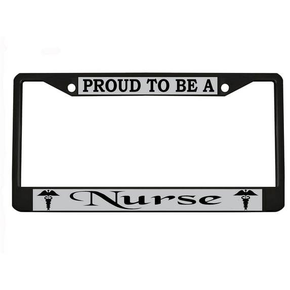 Proud to be a Nurse Heavy Duty Metal License Plate Frame Personalised/Car Accessories Car Tag Holder Cover (blk/Silver/blk)