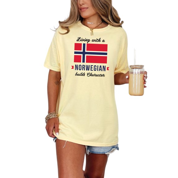 Proudly Living With A Norwegian Character, Butter Comfort Colors T-Shirt, XL
