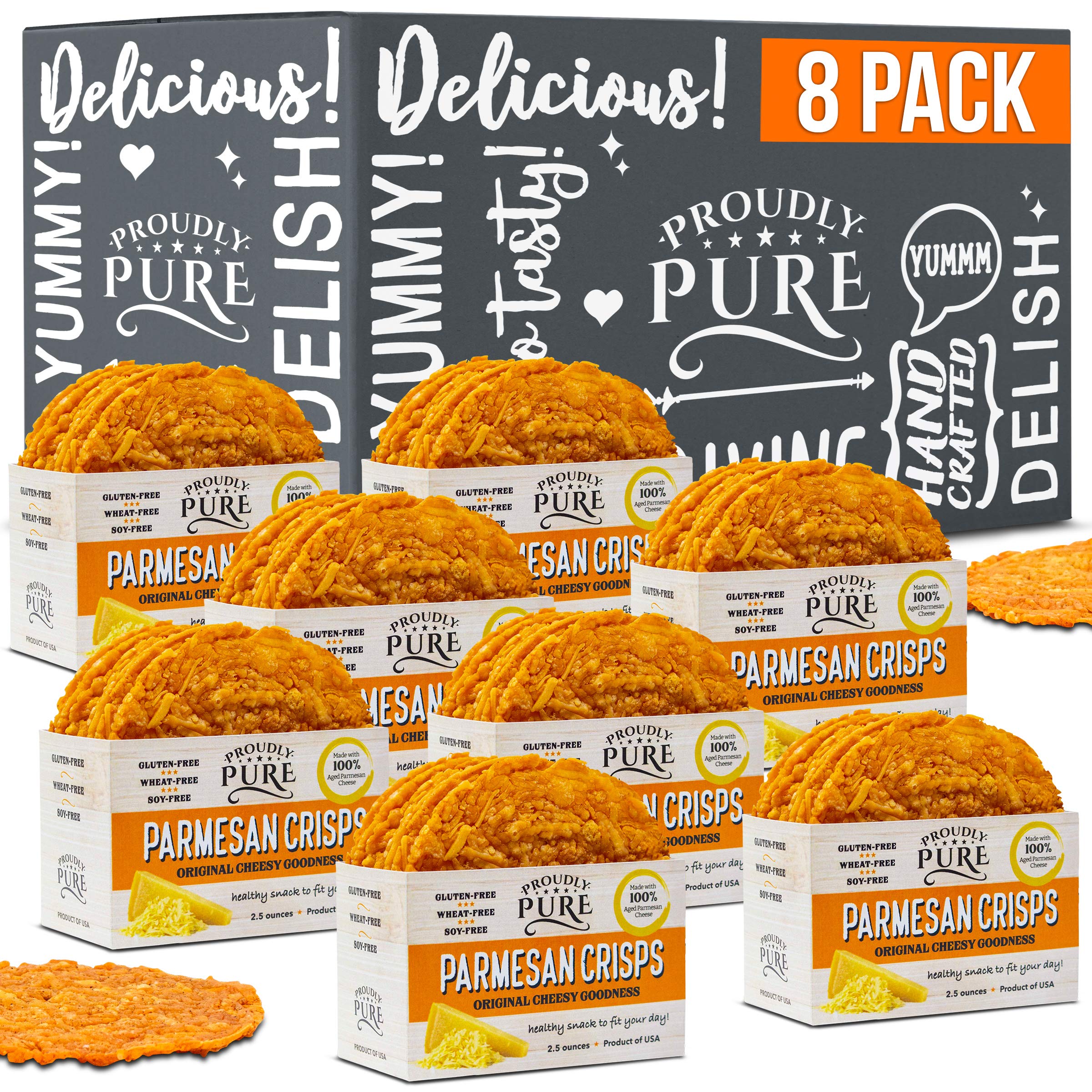Proudly Pure Parmesan Cheese OIF8 Crisps Keto Snacks Zero Carb