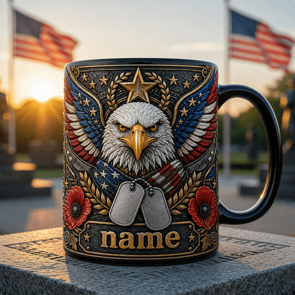 Proudly Served Ceramic Coffee Mug Personalized Veteran Gift with Custom Name