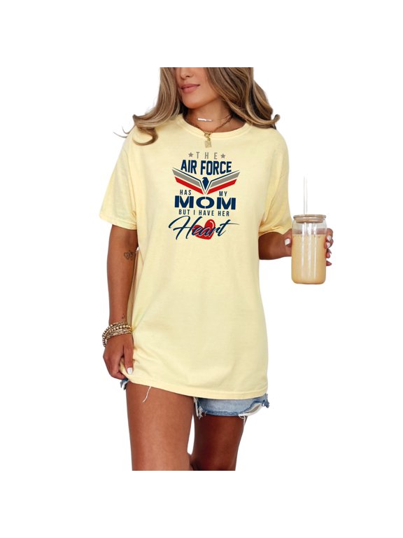 Proudly Supporting My Air Force Mom Heart, Butter Comfort Colors T-Shirt, Medium