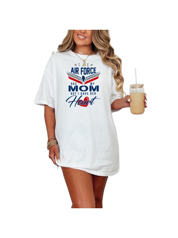 Proudly Supporting My Air Force Mom Heart, White Comfort Colors T-Shirt, Large