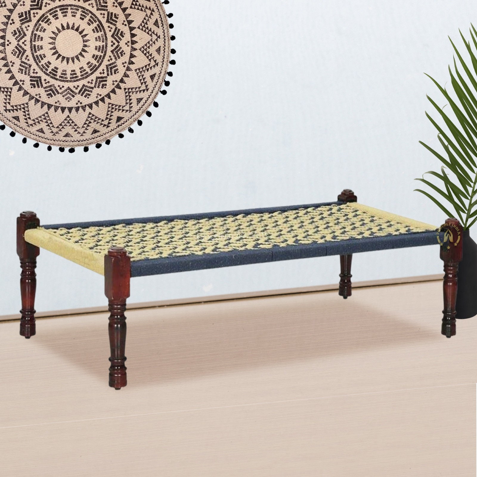 ProudlyIndia Charpai Bed, Garden Daybed, Rope Bed, Handmade Charpai