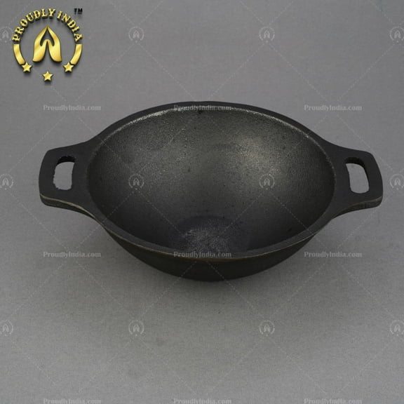 ProudlyIndia Kadhai, Iron Kadai, 8 Inch Cast Iron Kadai, Fry Pan, Iron Wok, Appa Kadai, Iron Pan Online, Iron Kadai For Sale, Buy Iron Kadai