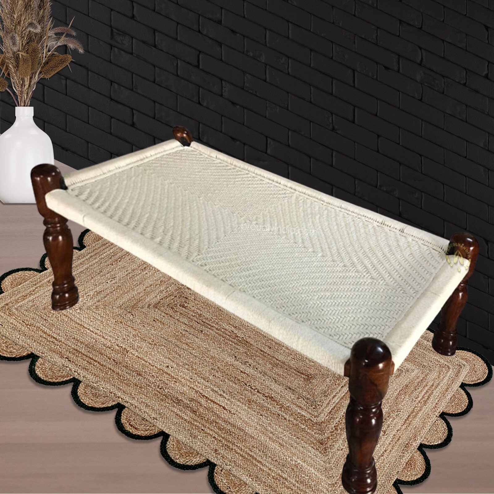 ProudlyIndia Wooden Charpai, Indian Khat, Handmade Charpai, Day Bed