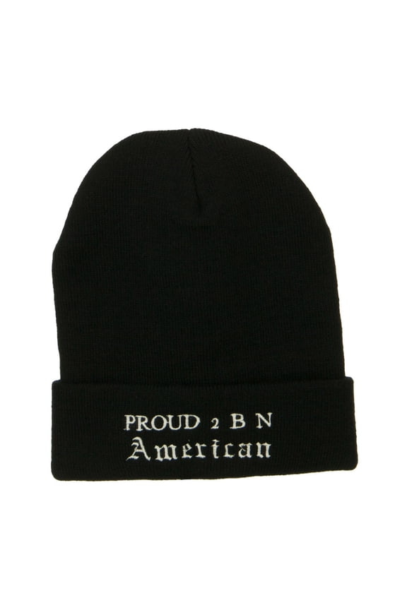 Pround 2 B N American Embroidered Beanie - Black OSFM