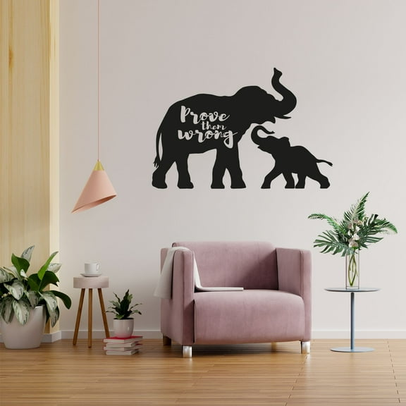 Prove Them Wrong Quote Baby Elephant Cute Baby And Mommy Elephant Decoration Vinyl Wall Art Wall Sticker Wall Decal Home Kid Nursery Room Study Room Boys Girls Wall Decor Design Size (8x10 inch)