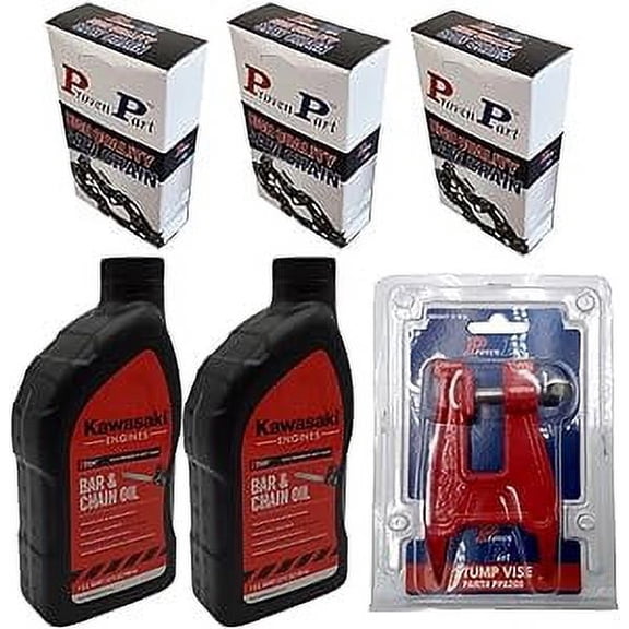Proven Part (3) 18" Full Skip Chain For 18In Bar 0.325 Pitch .050 Gauge 68DL Fits Oregon 20JPX068G (2) Qt Oil (1) Stump Vise