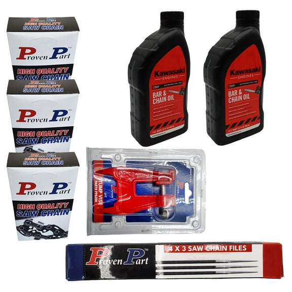 Proven Part (3) 18" Full Skip Chain For 18In Bar 3/8" Pitch .050 Gauge 64DL Fits Oregon 72EXJ064G (2) Qt Oil (1) Stump Vise (12) Files