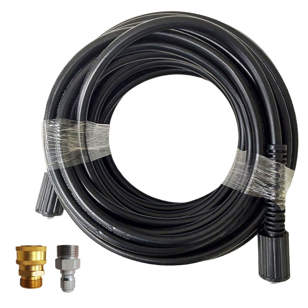 Proven Part 3/8" Female-M22 Brass, Quick Connect Coupler Plug 3/8" Steel Plug X M22 Male Threads and 50' 1/4" M22 x M22 3200 PSI Hose
