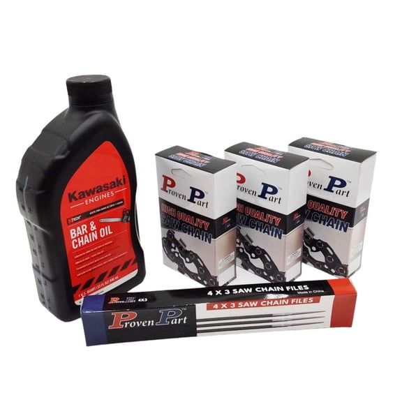 Proven Part (3) Semi Chisel Chain 1/4" Pitch .043 Gauge 72DL Fits Stihl 3670 005 0072 (1) Qt Oil(12) Files