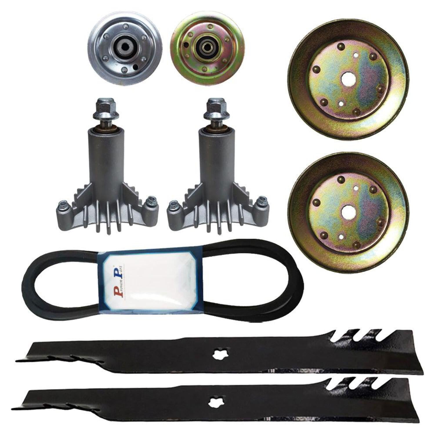 Proven Part 42 Inch Mower Deck Rebuild Kit Spindles Pulley Belt Blades For 130794 153535 174883 127843