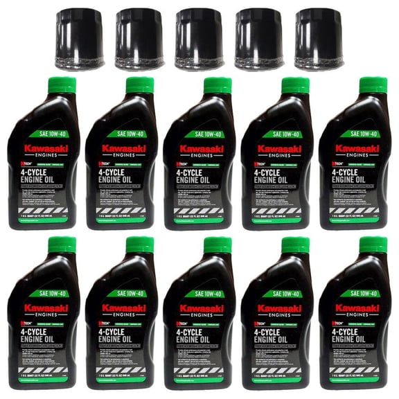 Proven Part 5 Oil Filters 10 Quarts 10W40 Oil Fits Kawasaki 103887901