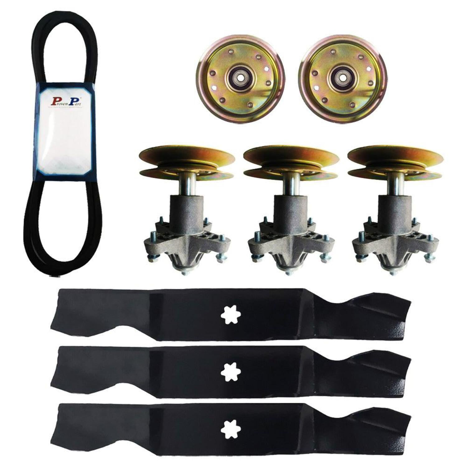 Proven Part Mower Deck  Kit Spindles Blades Belt Pulleys Compatible With 54 Inch White Outdoor 742-0677B 754-0642