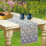 Provence Allure Floral Bordered Country French Fabric Table Runner by Home Bargains Plus, Indoor Outdoor, Stain and Water Resistant Table Runner 70” Long Table Runner