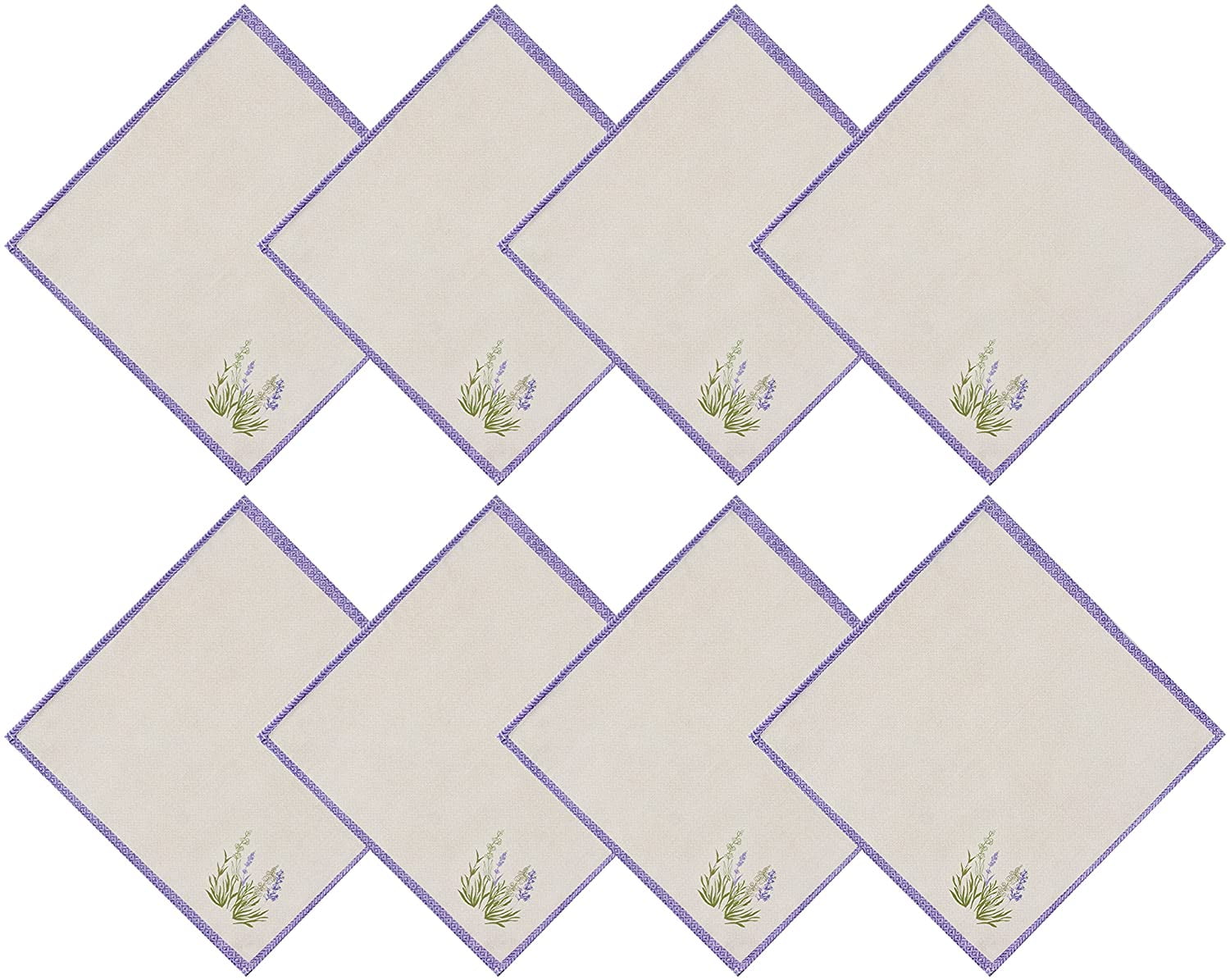 Provence Blanchard Field of Lilacs Bordered Print Country French Fabric Napkins by Home Bargains
