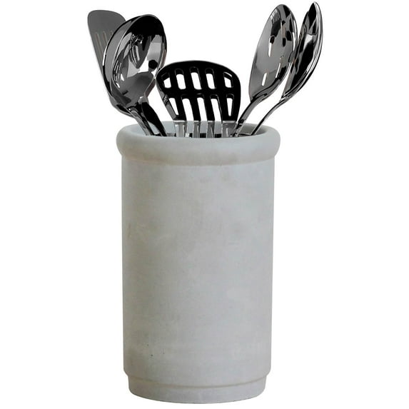 Provence Ceramic Cement Utensil Holder - 7 inch - Natural Light Grey