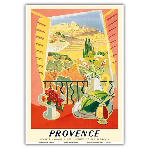 Provence France - Société Nationale des Chemins de fer Français - French National Railways (SNCF) - Vintage Railroad Travel Poster by Tal c.1945 - Master Art Print 10in x 14in