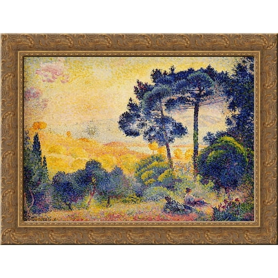 Provence Landscape 24x20 Gold Ornate Wood Framed Canvas Art by Henri-Edmond Cross