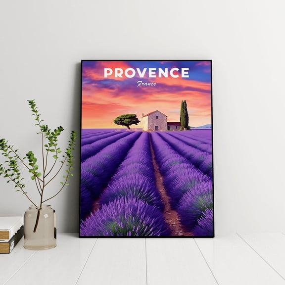 Provence Lavender Fields France Travel Home Wall Decoration, Unframed Paper Poster 8x10in