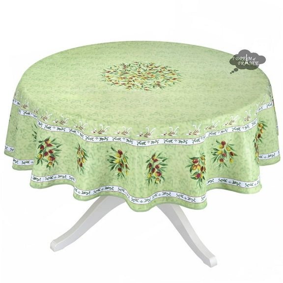 Provence Olivier Green French Provencal Tablecloth - 70" Round