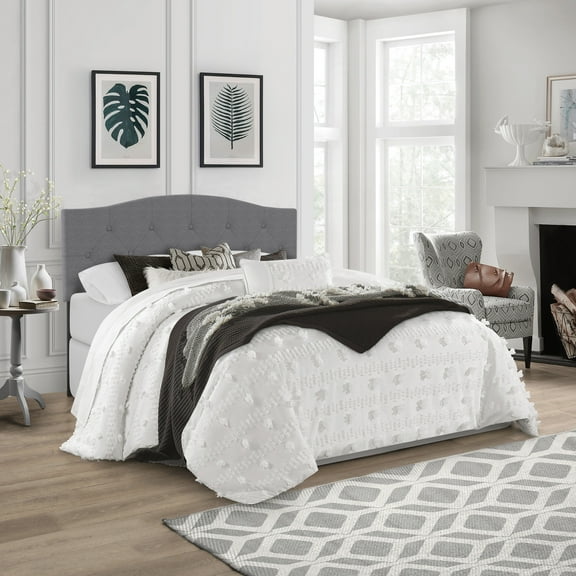 Provence Upholstered Arch Adjustable Tufted Full/Queen Headboard with Bed Frame, Glacier Gray, by Hillsdale Living Essentials