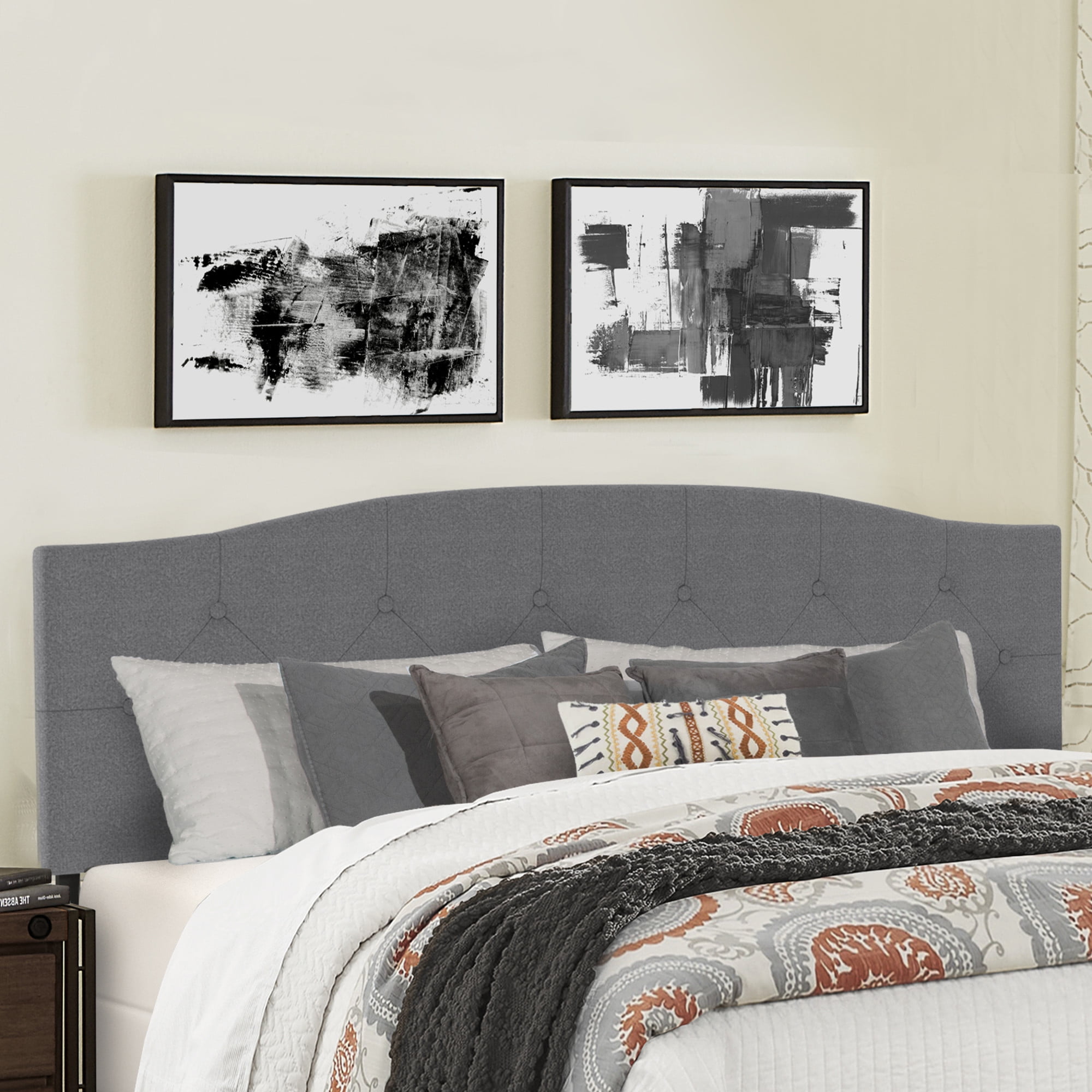 Provence Upholstered Arch Diamond Tufted Headboard, King/California King, Glacier Gray, by Hillsdale Living Essentials