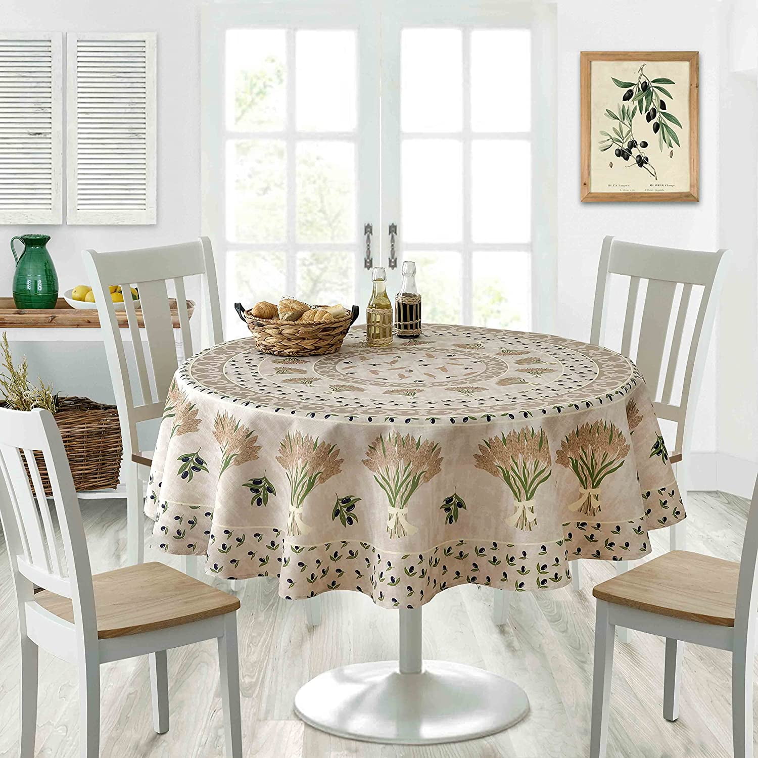 Provence Wheat and Olives Country French Fabric Tablecloth by Home