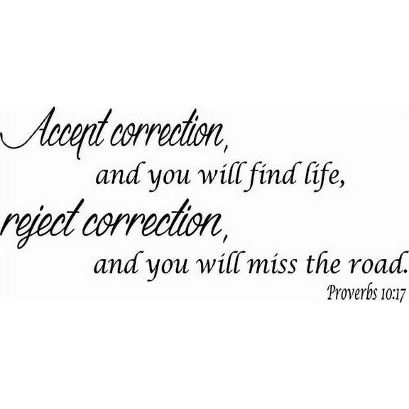 Proverbs 10:17 Bible Verse Vinyl Wall Decal by Scripture Wall Art, 11"x22" Black, Christian