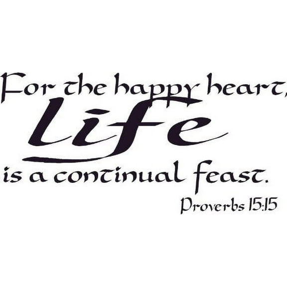 Proverbs 15:15, Bible Verse Vinyl Wall Decal by Scripture Wall Art, 11"x22" Black, Christian