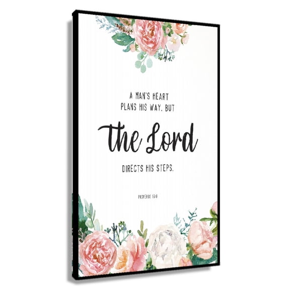 Proverbs 16 9 Bible Verse Wall Art Christian Wall Art Scripture Poster Bible Quote Prints Christian Printable Bible Art Wall Decor Gifts Poster Nature