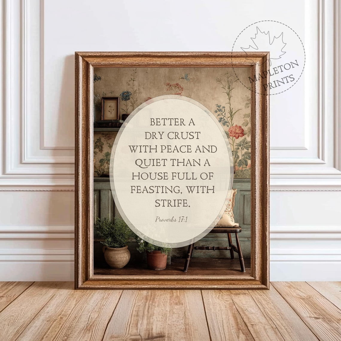 Proverbs 17 1 Wall Art Printable Bible Verse Home Print, Unframed Paper ...