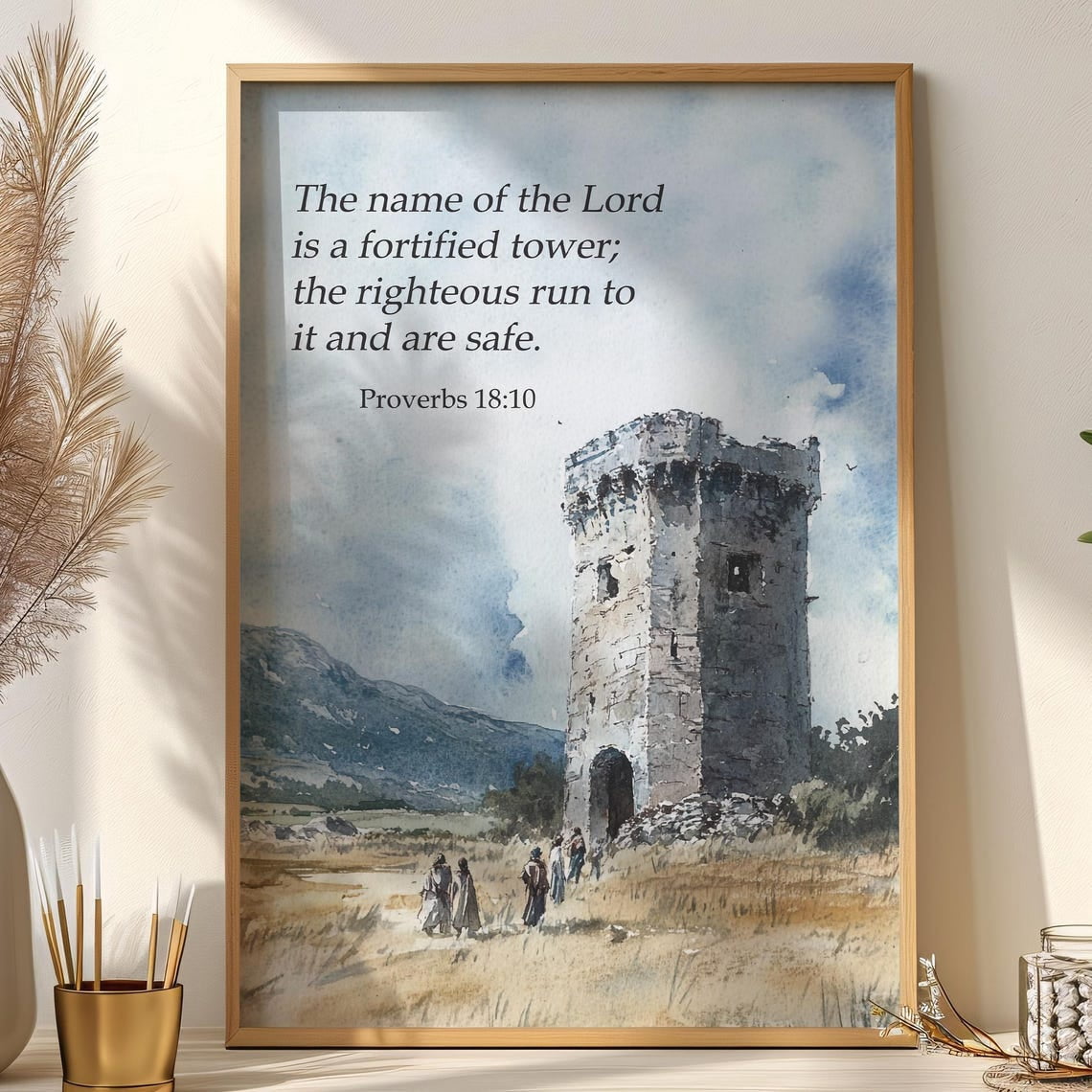 Proverbs 18:10 Name of The Lord is A Fortified Tower Bible Verse Decor ...