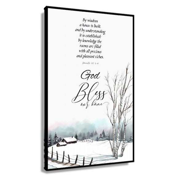 Proverbs 24 3-4 By Wisdom A House Is Built, Printable Bible Verse, Scripture Wall Art Giclee Print Kitchen Wall Pictures for Living Room Canvas Poster