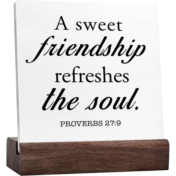 Proverbs 279 A Sweet Friendship Refreshes The Soul Sign Desk Decor,Christian Bible Verse Ceramic Desk Sign Desk Decorations For Christian Home Bedroom Girls Room Office Shelf Table Decor