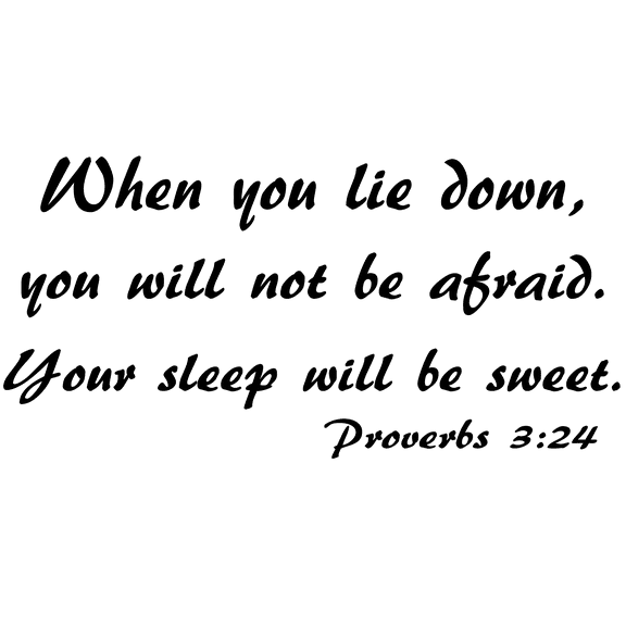 Proverbs 3:24, Bible Verse Vinyl Wall Decal by Scripture Wall Art, 11"x22" Black, Christian