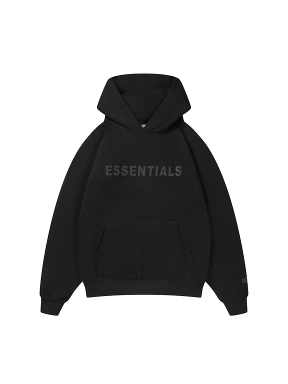 Essential Hoodies for Men & Women, Long-Sleeve Oversize Pullover (Small, Black)