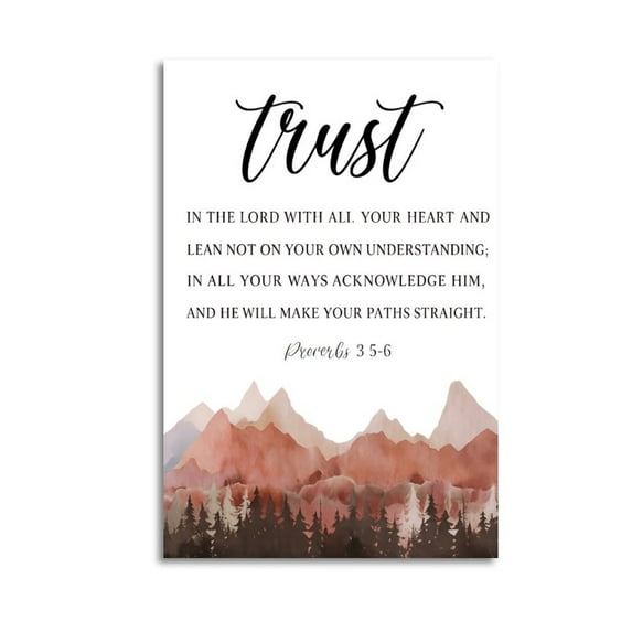 Proverbs 3 5-6 Christian Wall Decor Inspirational Decor Christian Gifts Bible Verse-1 Poster Wrapped Wooden Frame Wall Decor,Canvas Wall Art for Living Room,Bedroom,Office,Ready to Hang