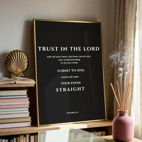 Proverbs 3:5-6 Poster Wall Art | Trust in the Lord Bible Verse Decor ...
