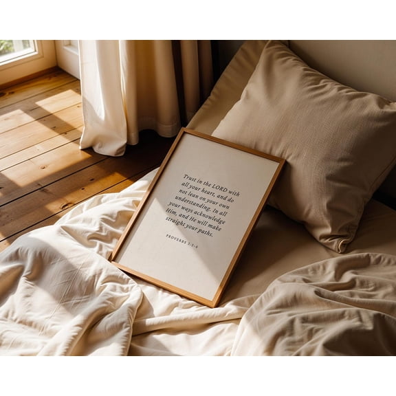 Proverbs 3:5-6 Scripture Wall Art Bible Verse Christian Home Decor, Stretched Canvas 8x10in