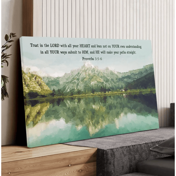 Proverbs 3:5-6 Trust In The Lord Christian Canvas Wall Art, Scripture Print, Inspirational Religious Wall Decor Gift