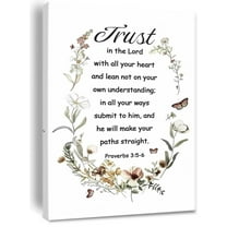 Proverbs 3:5-6 Trust in The Lord with All Your Heart Christian Wall Art poster, Bible Verse Scripture Decor Canvas Print Wall Art Home Room Office Church Decor