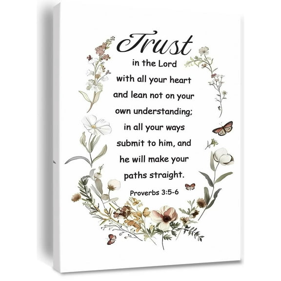 Proverbs 3:5-6 Trust in The Lord with All Your Heart Christian Wall Art poster, Bible Verse Scripture Decor Canvas Print Wall Art Home Room Office Church Decor