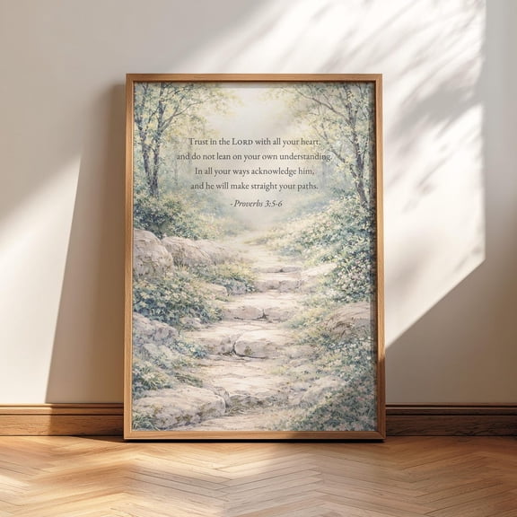Proverbs 3 5 6 Trust in the Lord Christian Vintage Landscape Garden Path Art