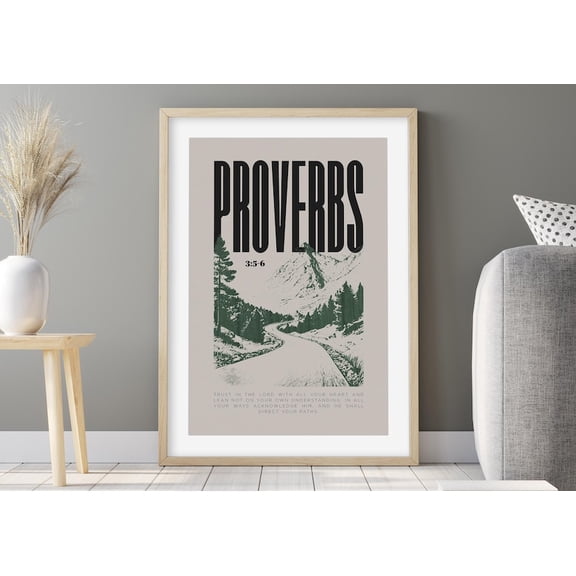 Proverbs 3:5-6 Trust in the Lord with all your heart, Bible Verse Wall Art Print, Christian Wall Art, Scripture Print 16x20 UNFRAMED