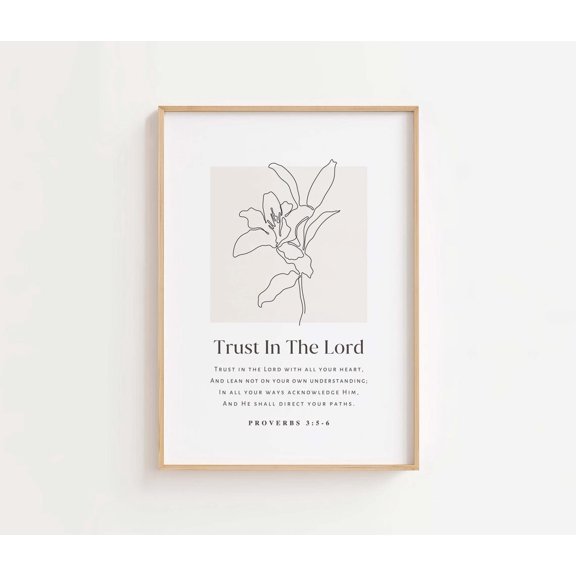 Proverbs 3 5 6 Wisdom Scripture Wall Art, Unframed Canvas Size 16x24