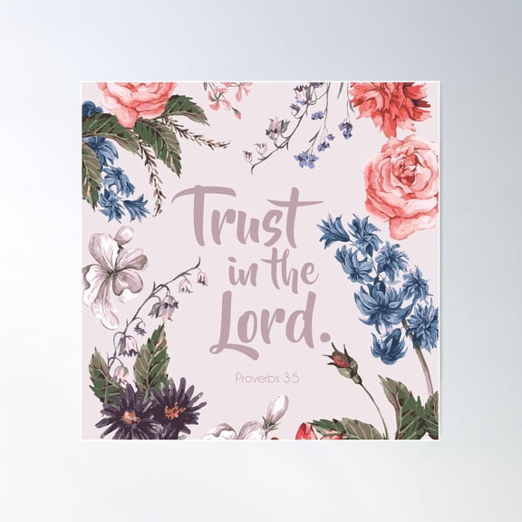 Proverbs 3:5 Bible Verse Poster Wall Art, Modern Wall Decor For Living Room Bedroom, 24x24 UNFRAMED