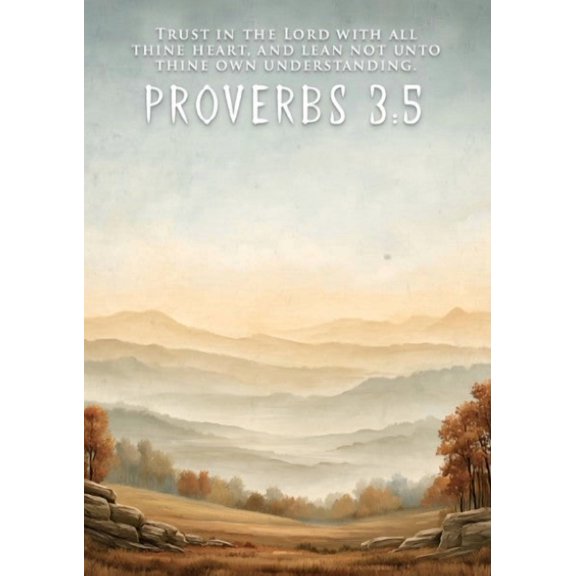 Proverbs 3:5 Biblical Quote Wall Art, Christian Religious Decor, Inspirational Print